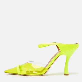 Malone Souliers Neon Yellow Pvc And Patent Leather Iona Mules