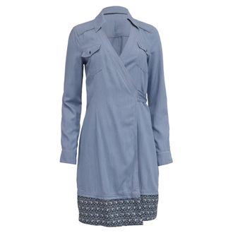 Diane Von F&uuml;rstenberg Savion Collared Chambray Wrap Dress in Light Blue Rayon