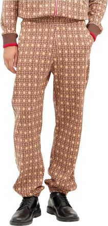 Wales Bonner Grafische Jacquard Track Pants - Heren - Sweatpants - Bruin - M - Katoen - Broeken