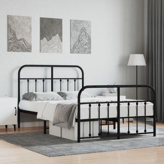 vidaXL Estructura Cama Sin Colch&oacute;n Con Estribo Metal Negro 120x190 Cm Vidaxl