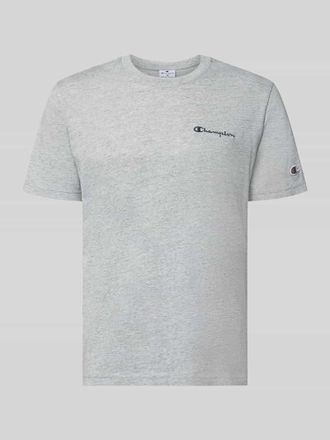 Champion T-Shirt mit Logo-Stitchings Modell ICONS CONTRAST in Hellgrau Melange, Gr&ouml;&szlig;e XXL