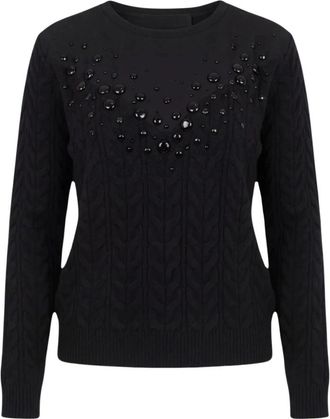 Liu Jo Gesloten Trui - Dames - Ronde hals truien - Zwart - M - Polyester - Truien & Vesten