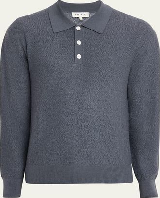 Frame Denim Mens Textured Wool Polo Sweater