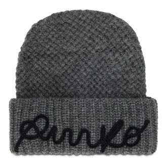 Pinko Muts met geborduurd logo - Dames - Hoeden - Grijs - ONE Size - Accessoires