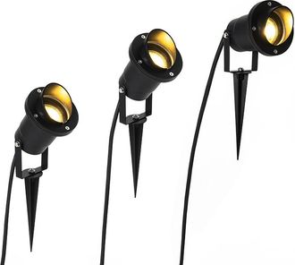 QAZQA Moderno Set De 3 Focos De Jard&iacute;n Negros Con Cable Y Enchufe Ip65 - Done Aluminio /vidrio Redonda Adecuado Para Led Max. 3 X 35 Watt - Qazqa