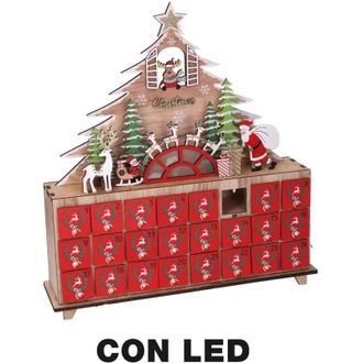 Vacchetti Rbol Rojo Led Calendario De Madera Cm31x8h34,5