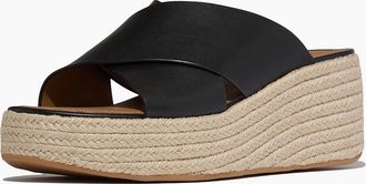 FitFlop Womens Fitflop Platfforms Leather Womens Black Sandals - Size: 6