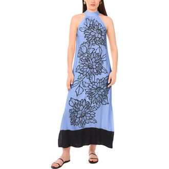 Vince Camuto Placed Floral Challis Maxi Dress in Serene Sky at Nordstrom, Size X-Small P