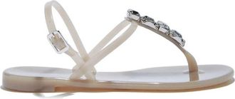 Casadei Platte Sandalen met Swarovski Kristallen - Dames - Sandalen - Beige - 36 EU - Schoenen