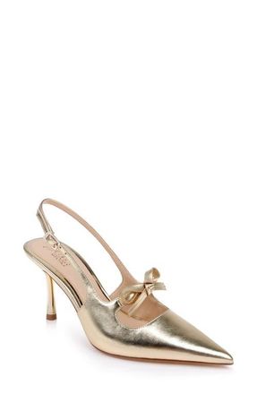 Badgley Mischka Zaya Pointed Toe Slingback Pump in Gold Metallic at Nordstrom, Size 6.5