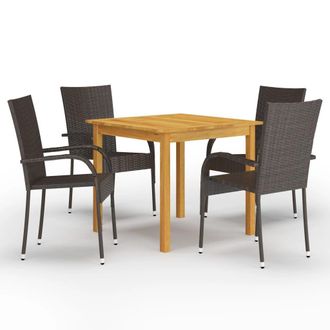 Berkfield Home 5 Piece Garden Dining Set Brown