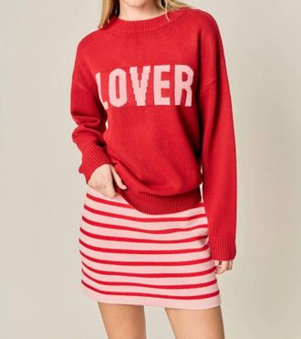 English Factory Crewneck Statement Sweater In Red/pink