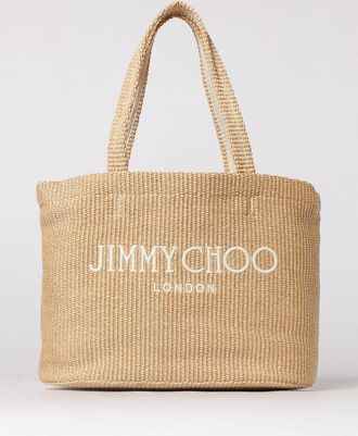 Jimmy Choo London Borsa Beach Tote East-West Jimmy Choo in rafia con logo ricamato