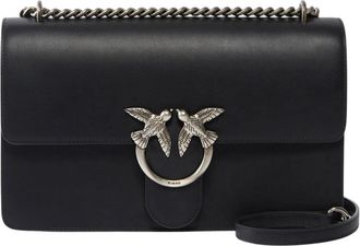 Pinko Love One Classic Crossbody Bag - Dames - Schoudertassen - Zwart - ONE Size - Leer - Tassen