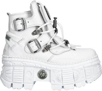 New Rock Enkellaarsjes - Dames - Veterlaarzen - Wit - 38 EU - Schoenen