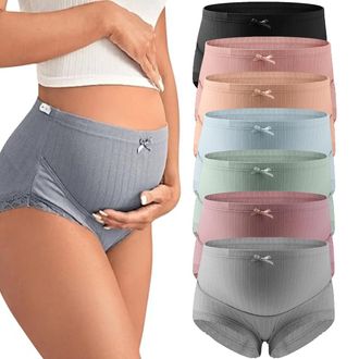 Generic Aura Maternity Underwear, Aura Pure Comfort Cotton Panties, Womens High Waist Underwear (7PCS,M)