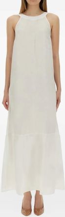120% Lino round-neck tiered dress - White