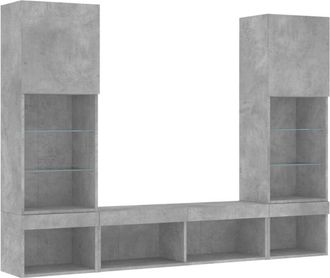 vidaXL Vidaxl - 5 Piece tv Wall Units with led Concrete Grey Engineered Wood