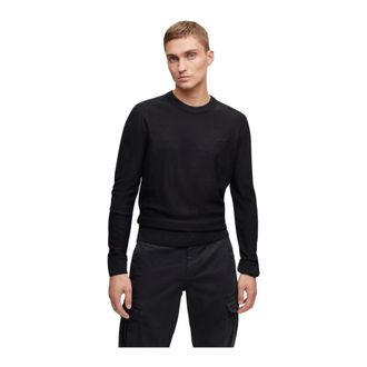 HUGO BOSS Round-neck Knitwear, male, Black, S, Avac Jumper