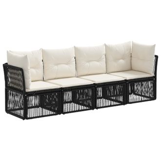 vidaXL Conjunto De Sof&aacute;s De Jard&iacute;n 4 Pcs Negro Rat&aacute;n Sint&eacute;tico Vidaxl
