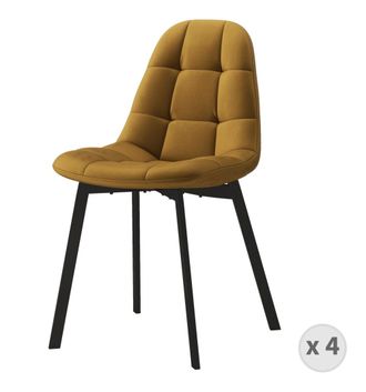 Moloo Silla de terciopelo mostaza y metal negro (x4)