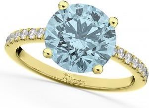 Allurez Aquamarine & Diamond Engagement Ring 18K Yellow Gold 2.41ct
