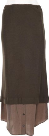 Alysi Layered Military Green Skirt With Sheer Underlayer Detail