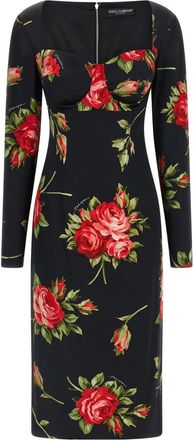 Dolce & Gabbana Black Bouquet Rose dress