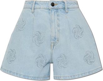 Rotate ROTATE Birger Christensen, Denim Shorts, female, Blue, W32, Denim shorts with shimmering sequins