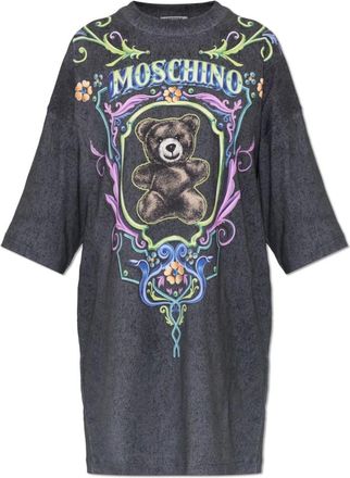 Moschino Kleedjes, Dames, Grijs, S, Katoen, Jurk Met Print