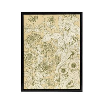Artery8 Leaves From Nature No 9 Botanical Jones Vintage Framed Canvas Wall Art in Beige | Size: W24 x H32