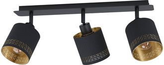 Loops Flush Ceiling Light Colour Black Shade Black Gold Fabric Bulb E27 3x28W