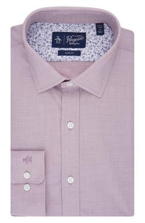 Original Penguin Big & Tall Melange Floral Trim Slim Fit Dress Shirt in Pink at Nordstrom Rack, Size 16 - 32/33