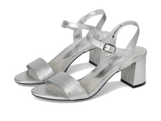 David Tate Ageless Sandals Women Silver Matte Leather Ankle Strap ZOGG3909