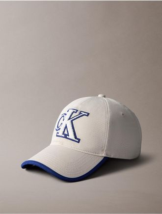 Calvin Klein Mens Textured Monogram Baseball Cap - White/Natural
