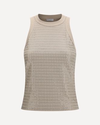 Brunello Cucinelli Top in cotton with luminous embroidery Female XS