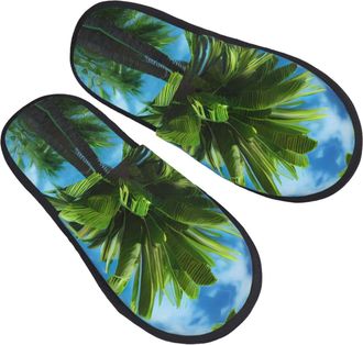 Generic Cosy Cotton Slipper Summer Palm Tree print House Slipper Portable Womens Slippers for Indoor Guest Ladies M