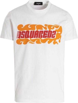 Dsquared2 DSquared2 Unisex Adult Vlam Logo T-Shirt (Wit)
