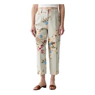 Benetton Cropped Broeken - Dames - Vrijetijds broeken - Grijs - M - Leer - Broeken