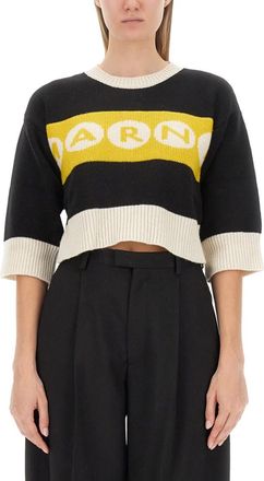 Marni Black Logo Crew Neck Sweater