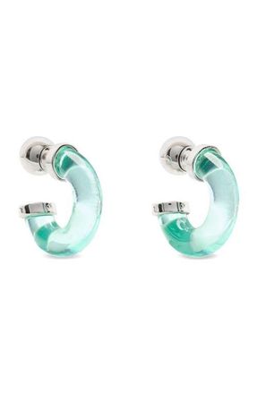 Kate Spade New York glow up resin huggie hoop earrings in Green/Silver at Nordstrom