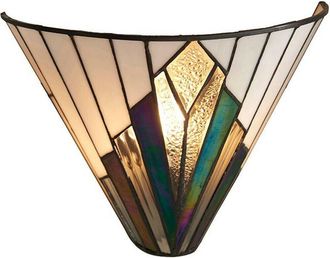 Loops Tiffany Glass Wall Light Cream & Iridescent Black Shade Interior Sconce i00238