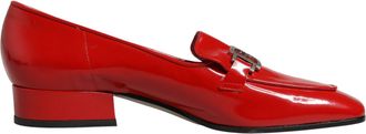 Dolce & Gabbana Red Patent Leather Moccasin Slip On Womens Shoes