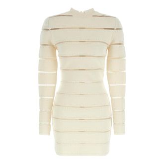 Balmain Bodycon Mini Dress with Mesh Inserts - female - Balmain - Party Dresses - White - 2XS - Dresses