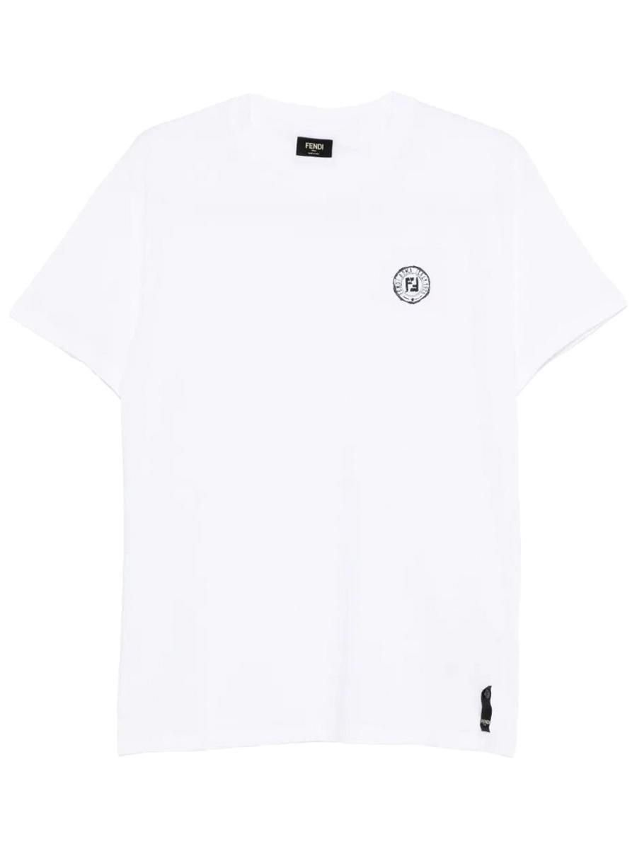 Tシャツ・カットソー FENDI FF Postcards embroidery cotton t-shirt Fendi Ff Postcards Logo Print Cotton T-Shirt Clothing from
