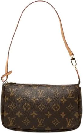 Louis Vuitton Pre-owned Pochette Accessoires - Dames - Vintage Schoudertas - Bruin - ONE Size - Leer - Vintage