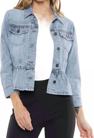 Kancan Classic Fit Peplum Denim Jacket In Light