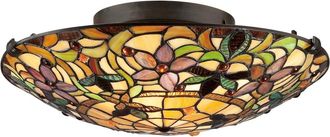 Elstead Lighting Plaf&oacute;n de techo estilo vintage en tonos &aacute;mbar y caramelo