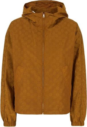 Gucci Light Jackets, female, Brown, Size: 2XS GG Nylon Jacket