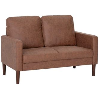 HOMCOM Sof&aacute; dos plazas 130x78x85 cm marr&oacute;n